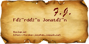 Fördős Jonatán névjegykártya